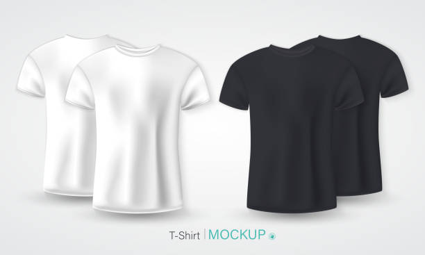 istock stock vector white and black men t shirt realistic mockup vector illustration 7 1180308025