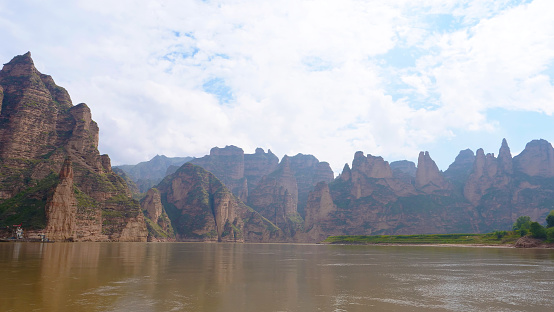 Landscape view of the yellow river in liujia xia Lanzhou Gansu, China.