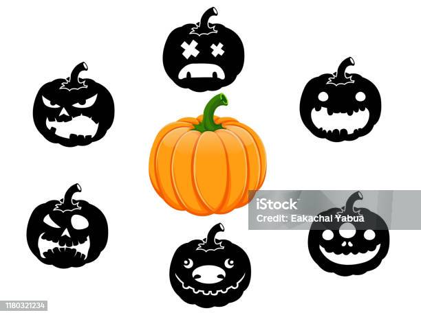 Ilustración de Colección De 6 Calabazas Para Halloween Set y más Vectores  Libres de Derechos de Abstracto - Abstracto, Alegre, Arte - iStock