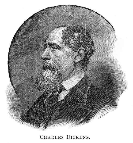 illustrations, cliparts, dessins animés et icônes de charles dickens gravure 1886 - charles dickens