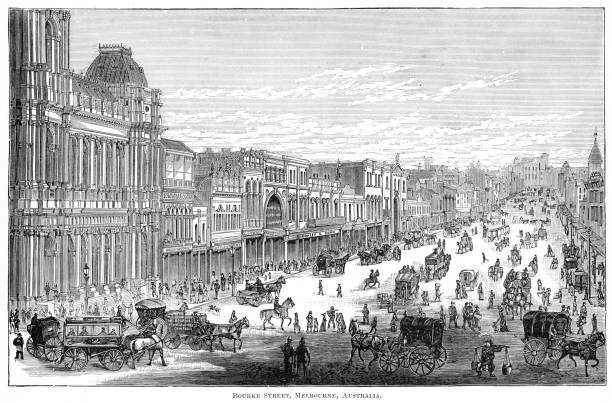 istock Street Melbourne Australia engraving 1886 1180322179