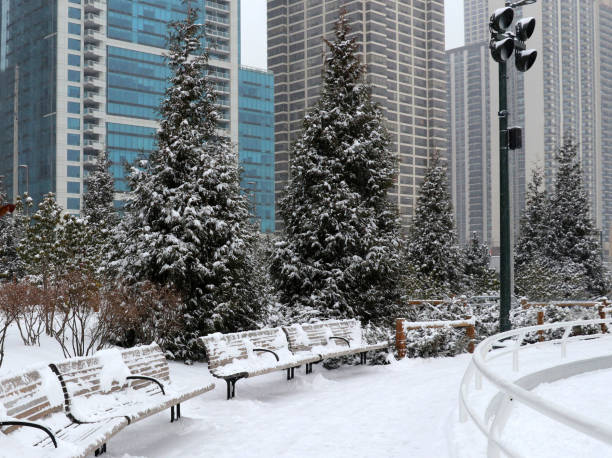 istock Christmas in Chicago. Modern architecture and cityscape background. 1180330255