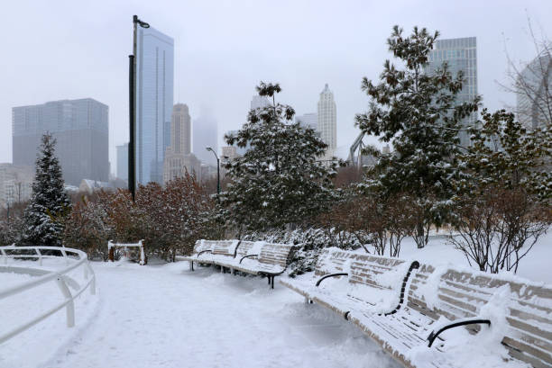 istock Christmas in Chicago. Modern architecture and cityscape background. 1180330269