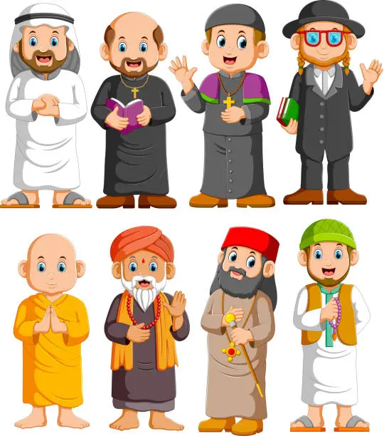 Vector illustration of Collection People of different religion set