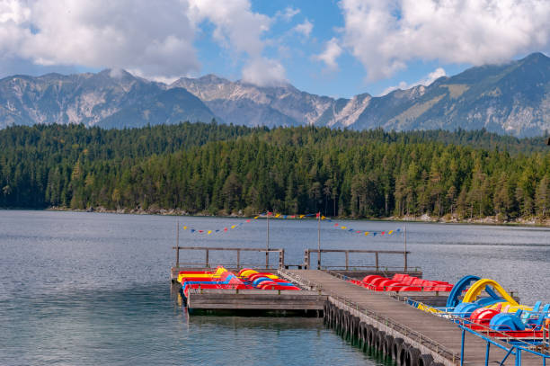 istock Pedal boats on lake Eibsee in Grainau, Germany 1180334883