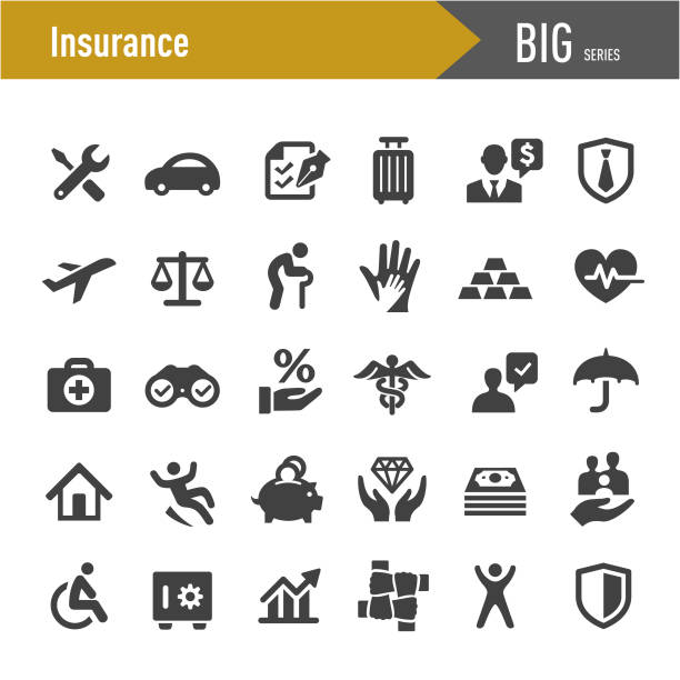 Insurance Icons - Big Series Insurance, life insurance stock illustrations