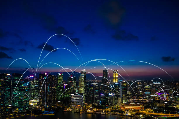 istock Futuristic singapore electromagnetic signals 1180350348