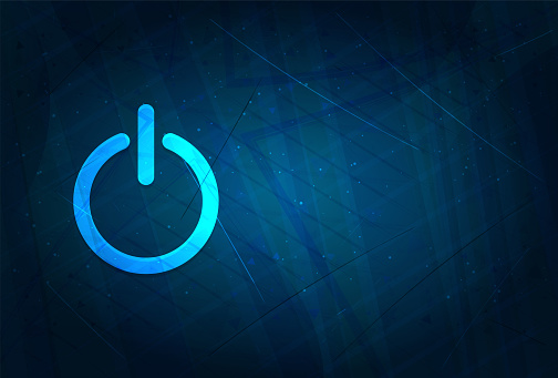 Power icon isolated on futuristic digital abstract blue background