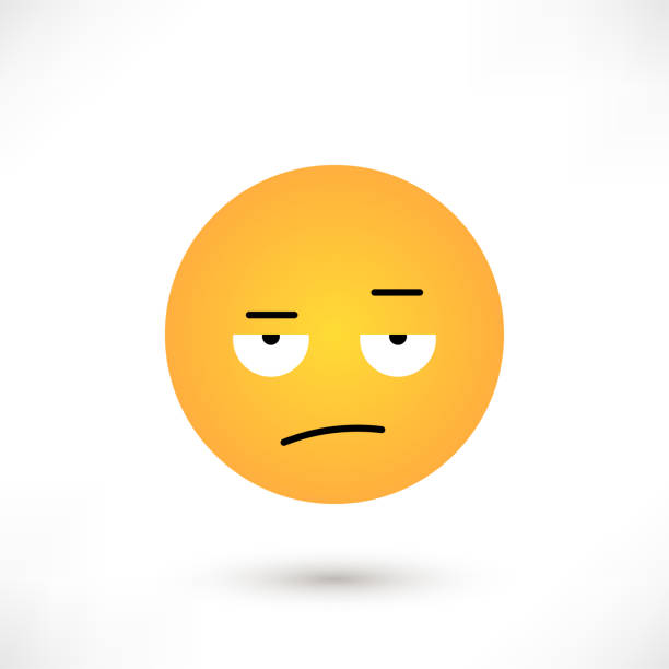Indignant emoticon round Indignant emoticon isolated on white background. Emoji flat design for social media, web, print, apps. Vector illustration frustrated emoji stock illustrations
