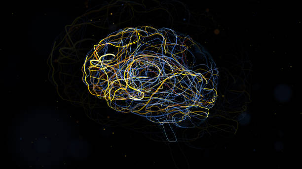 istock 3d render of brain form with a lot of particles. 1180355403