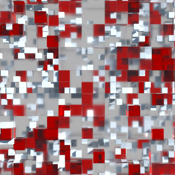 istock 3D rendered cubes with different size. 3D glass cubes with shadows, reflection, refraction and bright elements. 1180355488