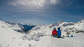 Mölltaler Gletscher - A couple hugging and enjoying the snowy mountains