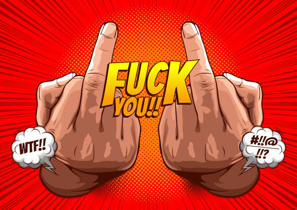 hand zeigt ficken sie mit dem mittelfinger 62 - fuck you stock-grafiken, -clipart, -cartoons und -symbole