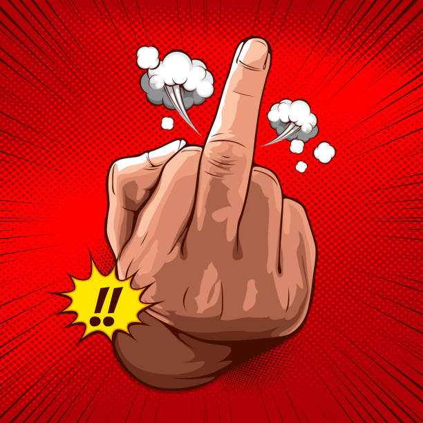 hand zeigt ficken sie mit dem mittelfinger 63 - fuck you stock-grafiken, -clipart, -cartoons und -symbole