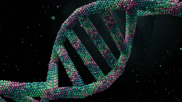 istock 3d render abstract background with dna shape made of a lot of small particles 1180356766