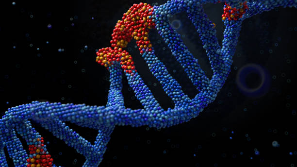 istock 3d render abstract background with dna shape made of a lot of small particles 1180356787