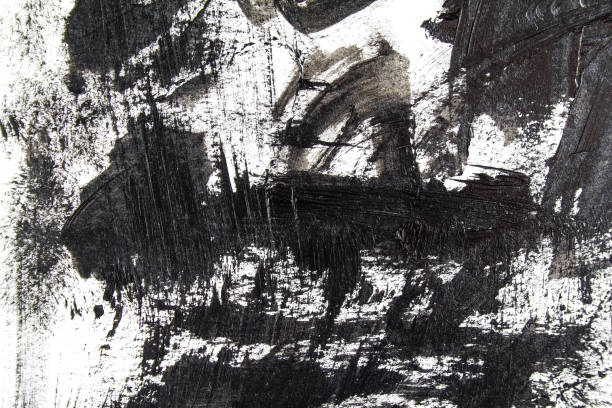 istock Black brush strokes and scribble on white canvas. Abstract grunge handmade drawing. 1180362899