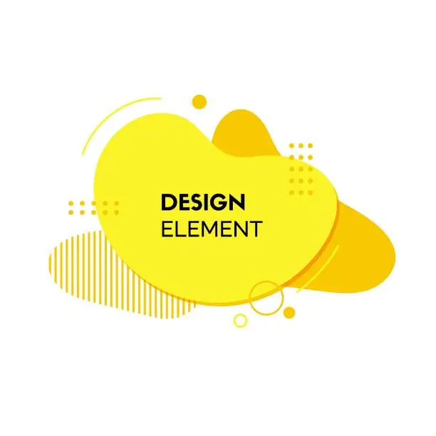 Vector illustration of Yellow liquid abstract design element. Vector fluid shape. For dynamic motion design banners, landing pages, social media posts