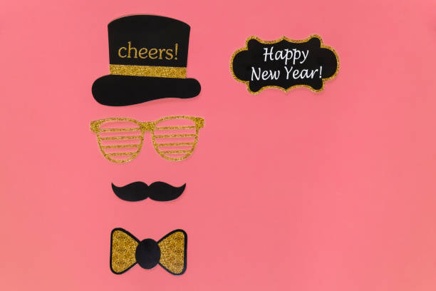 istock Party elements with pink background. Happy new year concept. 1180373601