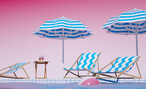 istock 3d illustration Still Life summer beach view 1180379125