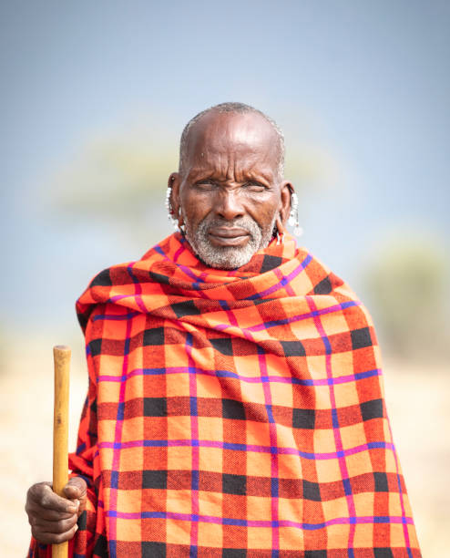 Arusha, Tanzania, 7Th September 2019: Maasai warriors in a landscape of northern Tanzanian savannah