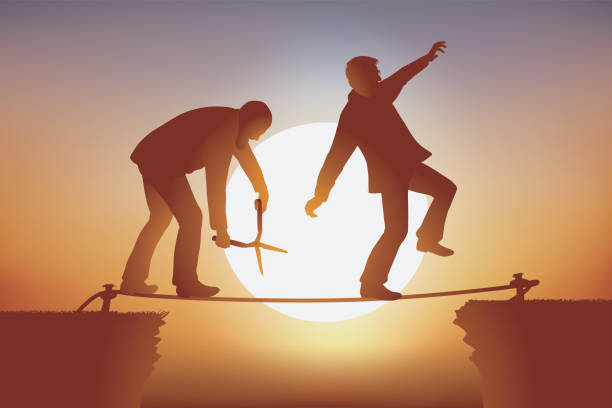 istock Concept of a man willing to make all the sacrifices to prevent his competitor from achieving his goal. 1180385186