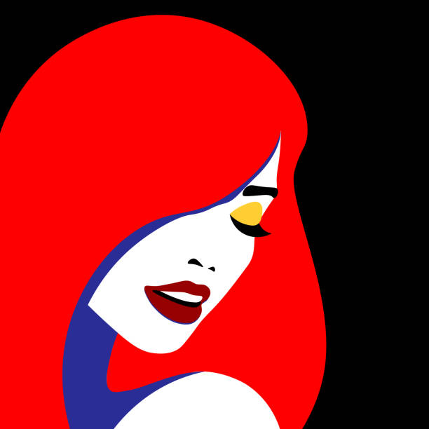 illustrations, cliparts, dessins animés et icônes de modèle de jeune femme dans le profil dans le modèle de pop art. fille sexy pour la publicité avec le cheveu lumineux - sex symbol illustrations