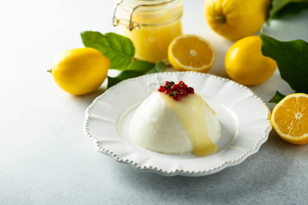 istock Panna cotta with lemon curd 1180389866