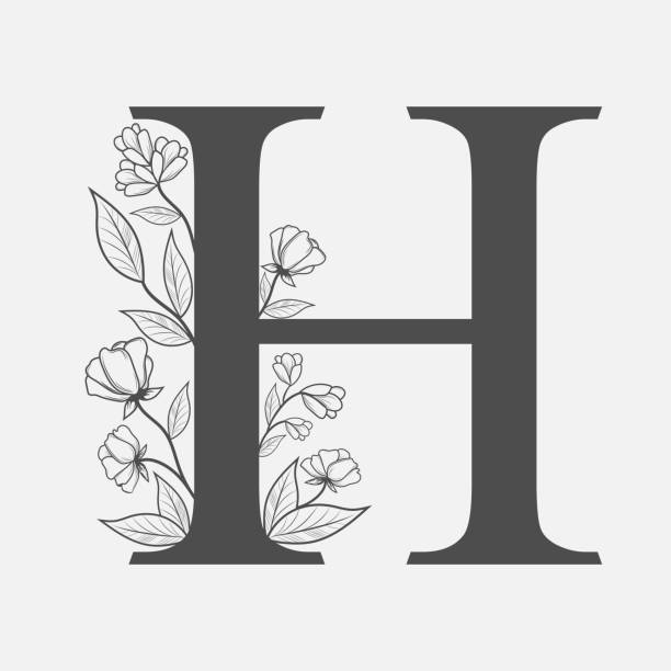 Uppercase Letter H With Flowers And Branches Vector Flowered Monogram Or  Logo Hand Drawn Concept Botanical Design Branding Composition Of Letter And  Flowers For Wedding Card Invitations Brand Stock Illustration - Download