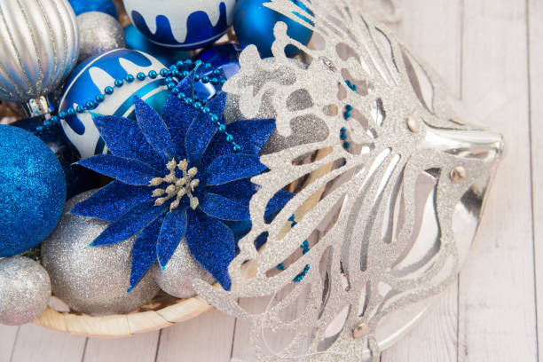 istock Blue and silver Christmas toys 1180396818