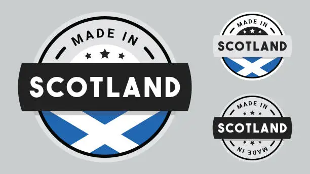 Vector illustration of Made in Scotland collection with Scotland flag symbol.