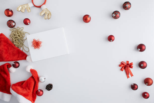 istock Christmas or New Year white background, Xmas white board framed with season decorations, space for a text, 1180399567