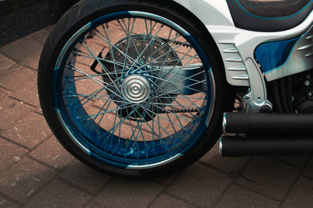 istock American custom motorcycle close-up, rear wheel, 1180406215