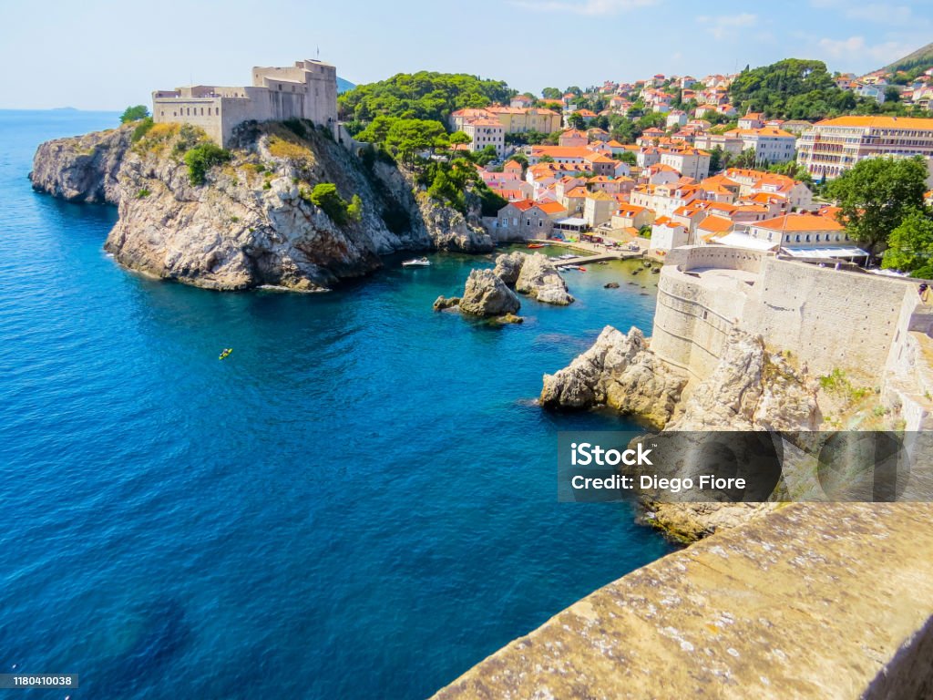 Kolorina Old Port, Dubrovnik, Croatia Summer view of the Kolorina Old Port in Dubrovnik Adriatic Sea Stock Photo