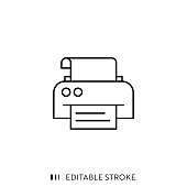 istock Printer Icon with Editable Stroke and Pixel Perfect. 1180414345