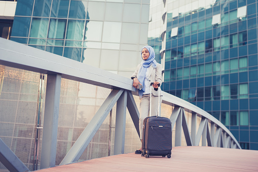 Muslim businesswoman on a business trip