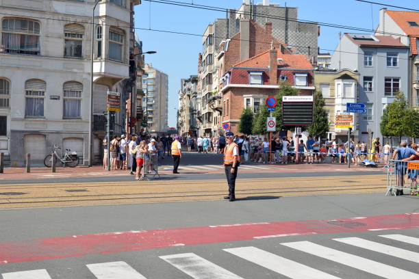 Blankenberge, West Flanders/ Belgium - August 25, 2019:: Beach festivity  flower corso, in Flemish called \