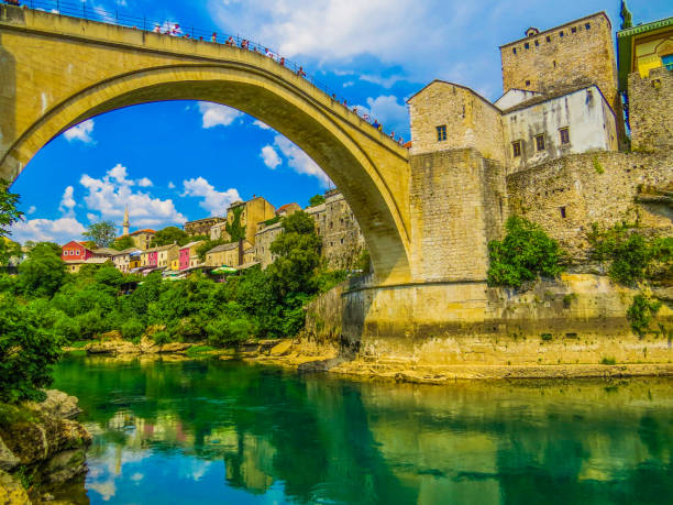 Stari Most, Mostar, Bosnia and Herzegovina Summer view of the Stari Most (Old Bridge) in Mostar , Bosnia and Herzegovina stari most mostar stock pictures, royalty-free photos & images
