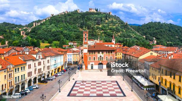 Marostica Charming Medieval Town Calling Chess Village Veneto Italy Stock Photo - Download Image Now