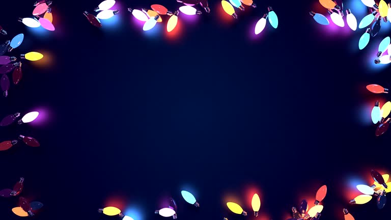 Blinking Christmas Lights frame for logo or videos or photos in the center for copy space