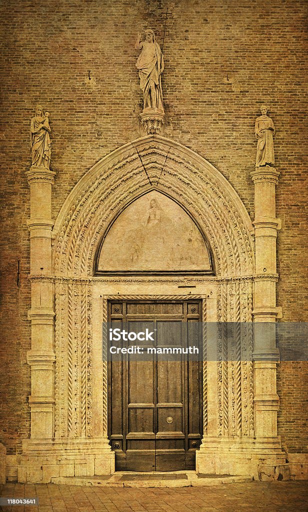 Old Chruch Gate of Frari Venice  Antique Stock Photo