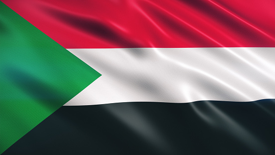 3d render Sudan Flag (Close-up)