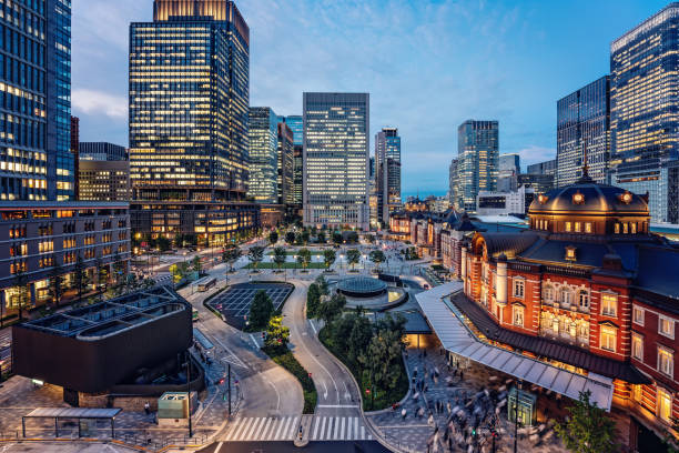 도쿄역 일본 도시 경관 - tokyo station railroad station chiyoda ward building exterior 뉴스 사진 이미지