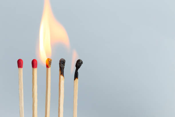 istock Group of matches to burn detail object art 1180441218