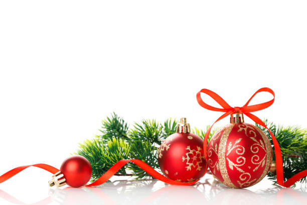 istock Christmas balls and star isolated white background. 1180441465