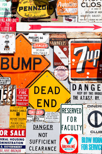 A old signs on the historic Route 66 in Albuquerque, New Mexico.