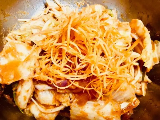 Photo of Kimchi or Korean Salted Cabbage or Vegetables with Spicy Sauce