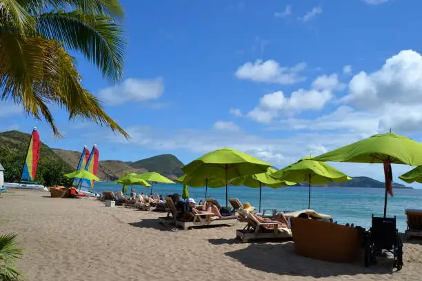 the beach at South Friars Bay in St Kitts and Nevis