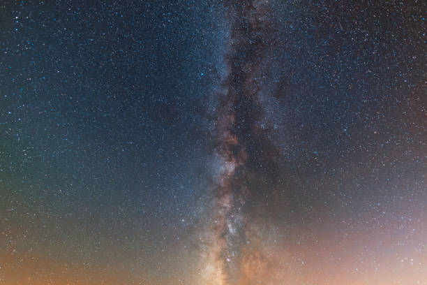 istock Starry night sky with beautiful milky way galaxy. Astronomical background. 1180445915