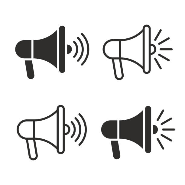 megafon wektor płaski ikona na białym tle - public speaker stock illustrations